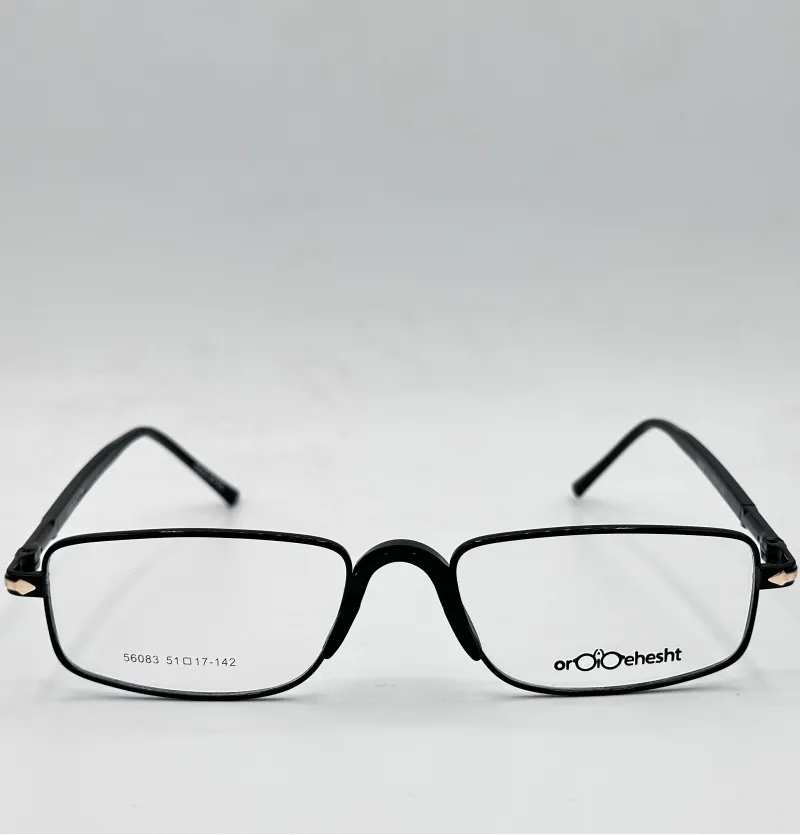 عینک طبی مردانه فلزی دسته فنر دار و دیزاین مشکی مدل 56083