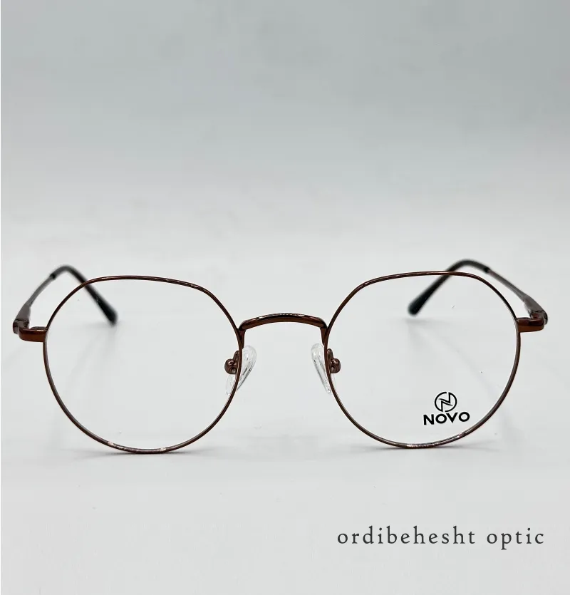 عینک گرد فلزی مسی NOVO مدل N-440 | فریم سبک و مینیمال برای مطالعه و روزمره