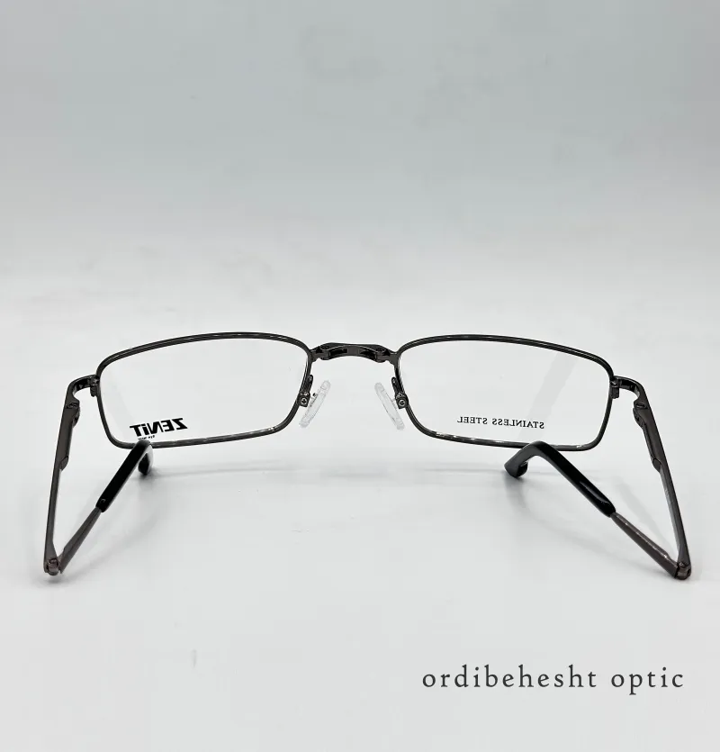 عینک تاشو مطالعه زنیت مدل ZE-1298 | فریم فلزی مستطیلی مشکی (سبک و کمجا)