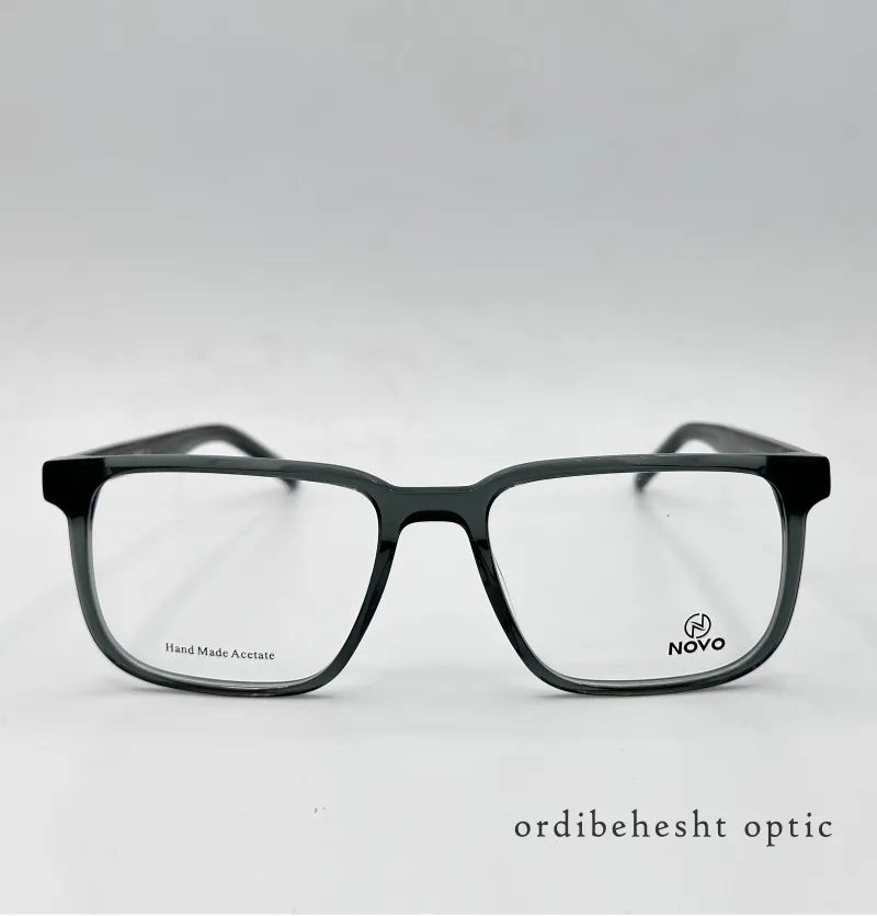 عینک طبی نوو مدل N-4039 | فریم چهارگوش خاکستری شفاف (استات دستساز)