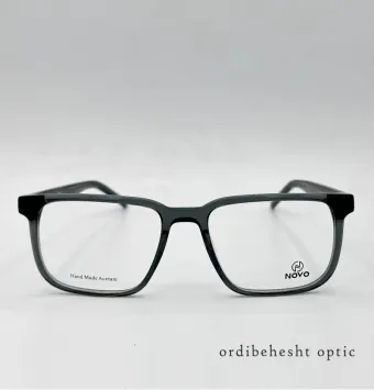عینک طبی نوو مدل N-4039 | فریم چهارگوش خاکستری شفاف (استات دست‌ساز)