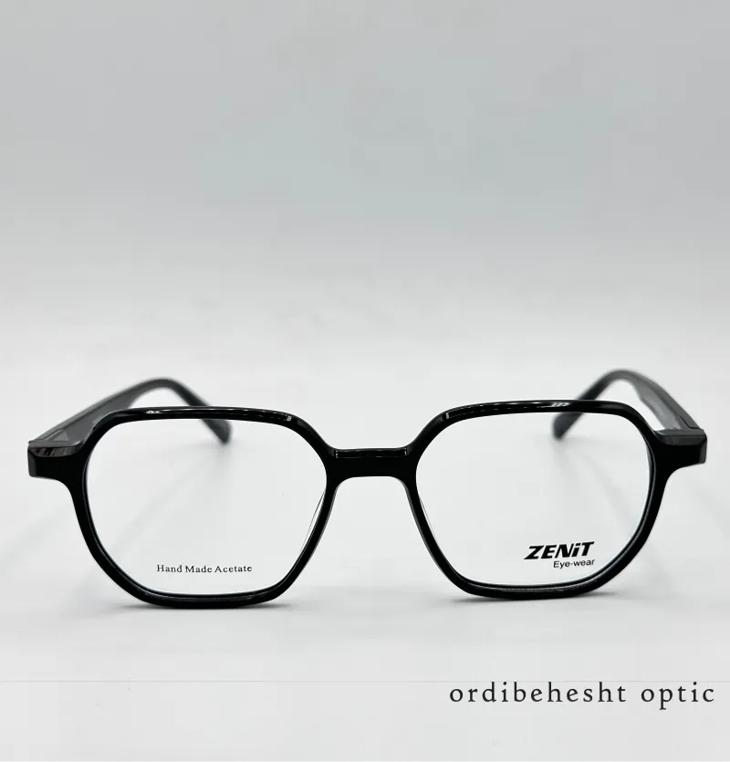 عینک طبی زنیت ZE-3400 | فریم مشکی هندسی مدرن – دستساز استات