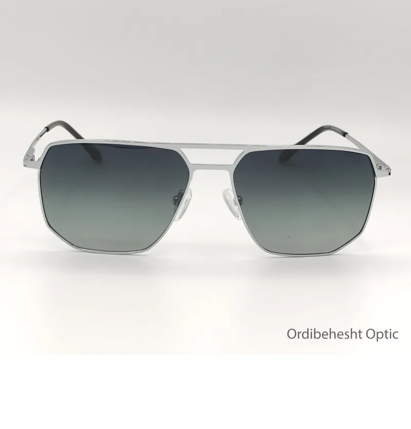 عینک آفتابی مردانه فریم نقرهای مدل 8262با لنز خاکستری گرادیانت UV400 پلاریزه