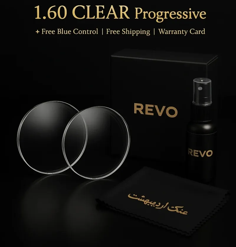 عدسی تدریجی REVO Progressive 1.60 CLEAR با پوشش رایگان Blue Control