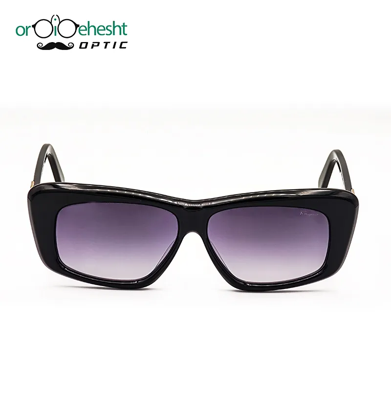 عینک آفتابی زنانه فریم مشکی براق با عدسی گرادیانت بنفش دودی | UV400