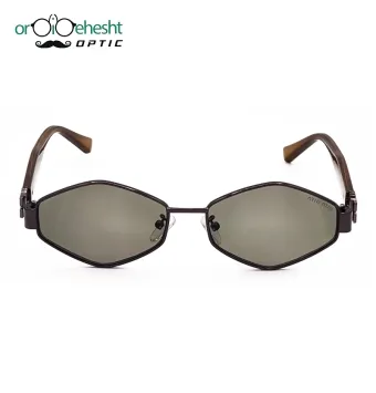 عینک آفتابی شش‌ضلعی فریم مشکی | عدسی سبز دودی UV400 | مدل مینیمال مدرن