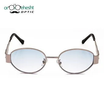 عینک آفتابی بیضی فریم نقره‌ای | لنز آبی گرادیانت | سبک مینیمال UV400