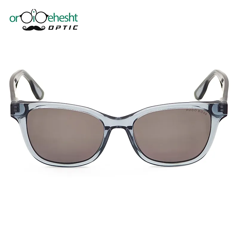 عینک آفتابی هوگو بوس (Hugo Boss) فریم طوسی شفاف | مدل کلاسیک | لنز دودی UV400