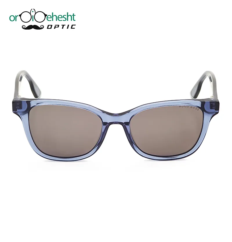 عینک آفتابی هوگو بوس (Hugo Boss) فریم آبی شفاف | مدل کلاسیک | لنز دودی UV400