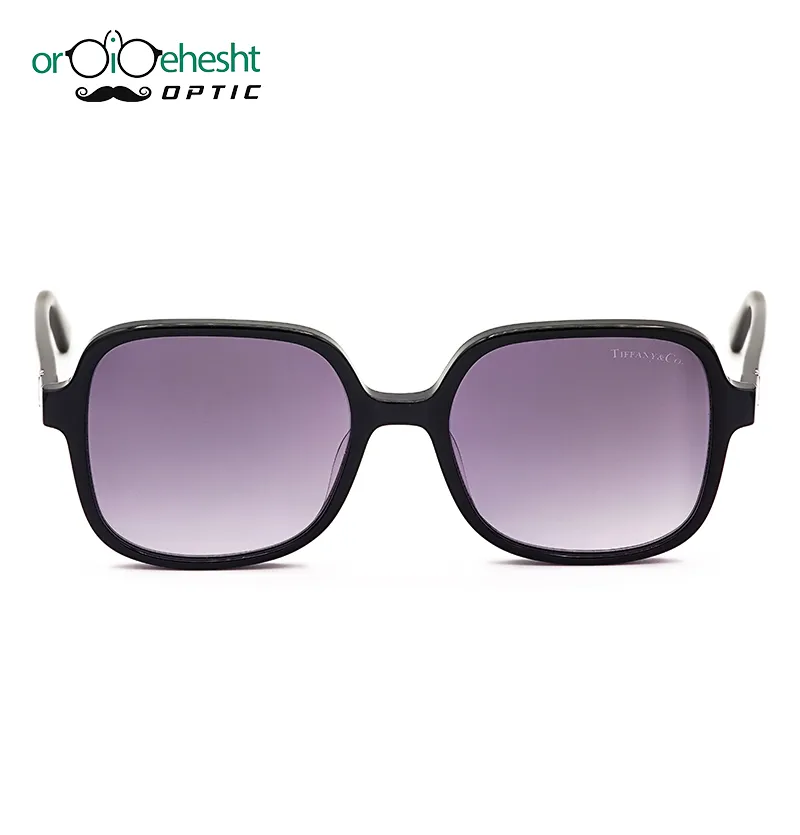 عینک آفتابی تیفانی (Tiffany & Co) فریم مشکی کلاسیک | لنز بنفش گرادیانت UV400 | طراحی مربعی لاکچری