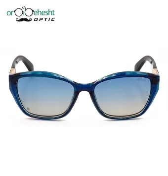 عینک آفتابی پرادا (PRADA) فریم آبی شفاف | لنز آینه‌ای آبی–نقره‌ای UV400 | طراحی فشن لاکچری