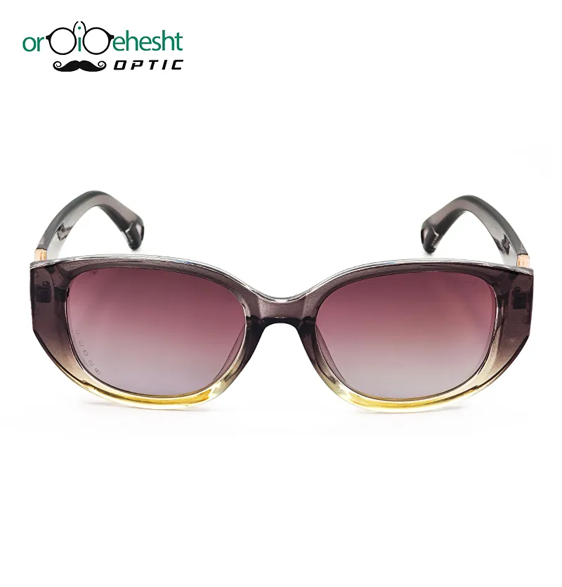 عینک آفتابی زنانه فریم قهوهای–عسلی گرادیانت | لنز بنفش گرادیانت UV400 | مدل فشن سبک