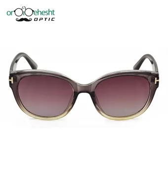 عینک آفتابی زنانه فریم دودی–عسلی گرادیانت | لنز بنفش گرادیانت UV400 | مدل گربه‌ای فشن