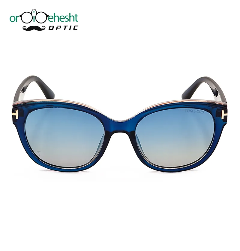 عینک آفتابی زنانه فریم دودی تیره | لنز آبی آینهای UV400 | طراحی فشن لاکچری