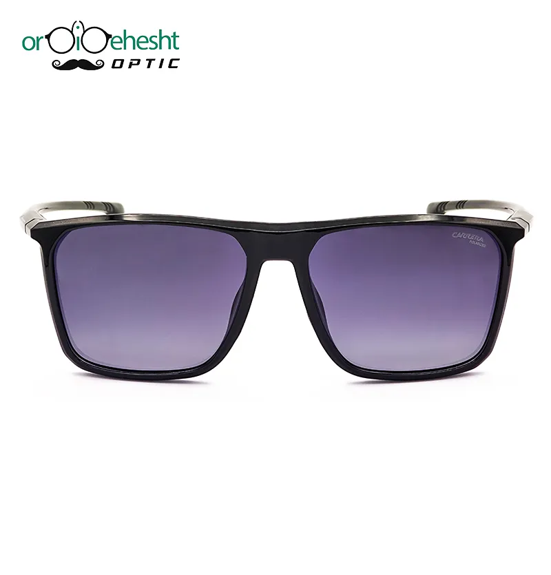 عینک آفتابی Carrera مردانه | فریم مشکی نقرهای | لنز دودی UV400 | مدل اسپرت مستطیلی
