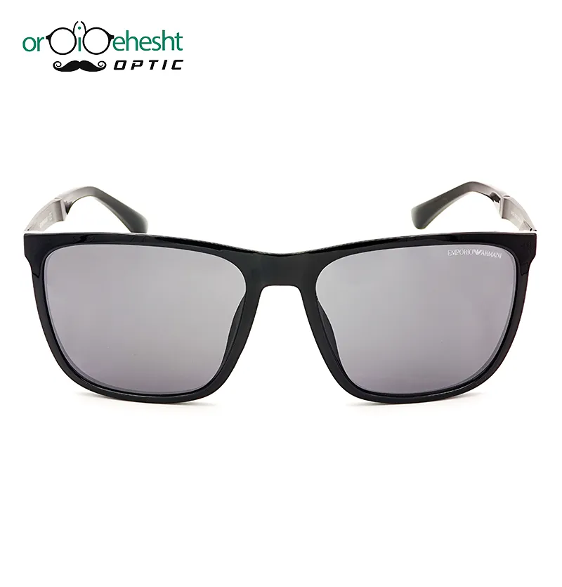 عینک آفتابی امپوریو آرمانی (Emporio Armani) فریم مشکی | لنز دودی آینهای UV400 | مدل اسپرت–کلاسیک