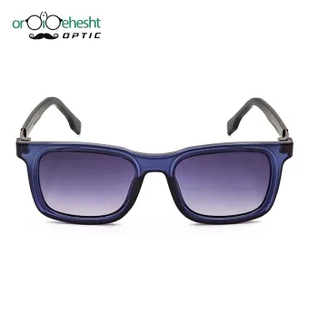 عینک آفتابی Emporio Armani | فریم سرمه‌ای شفاف و دسته فلزی | لنز بنفش گرادیانت UV400 | مدل مستطیلی مردانه