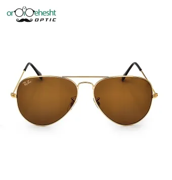 عینک آفتابی Ray‑Ban RB3025 Aviator طلایی با لنز قهوه‌ای UV400