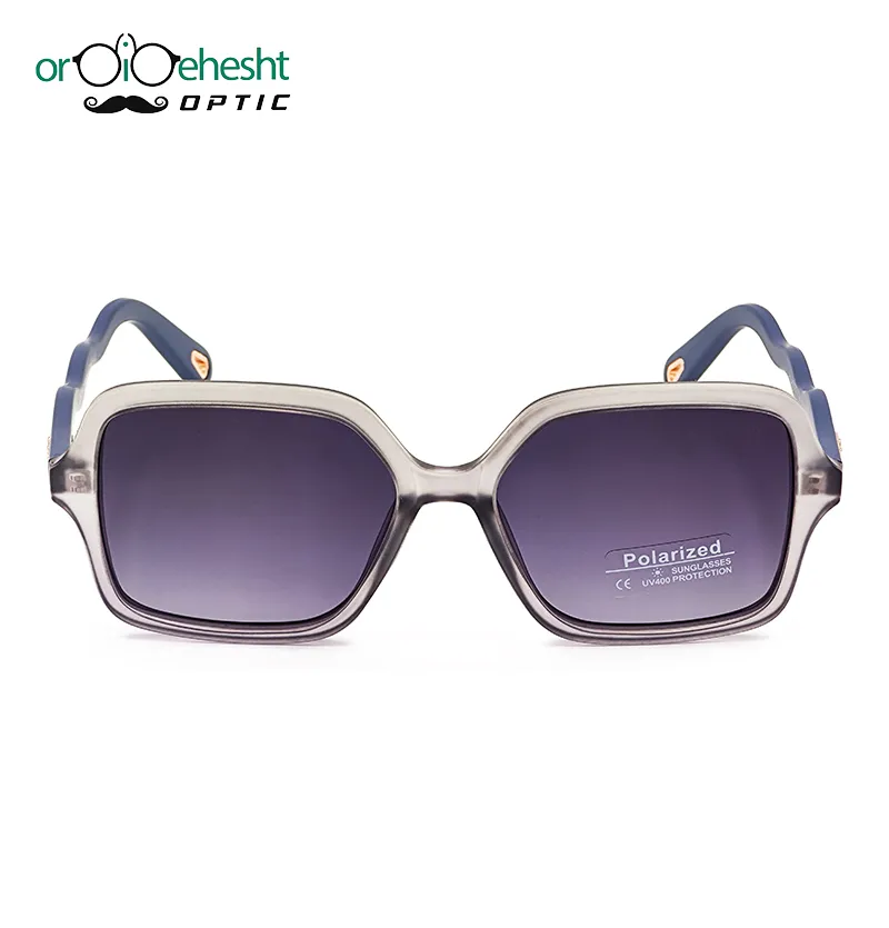 عینک آفتابی پلاریزه طوسی شفاف مدل 5887 طرح CELINE با دسته سرمهای موجدار