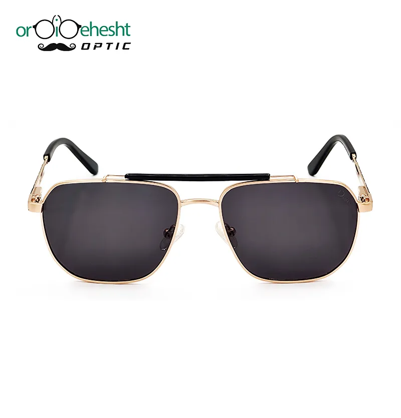 عینک آفتابی فلزی طلایی مدل 6637 طرح DUTTI با لنز مشکی UV400
