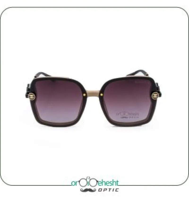 عینک آفتابی زنانه مدل 2083 با فریم مشکیطلایی و لنز بنفش گرادیانت