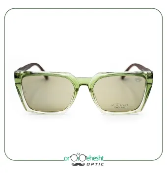 عینک آفتابی زنانه/یونیسکس Kaya مدل RE2540 فریم سبز کریستالی با دسته طرح‌چوب | UV400 ساخت Turkey