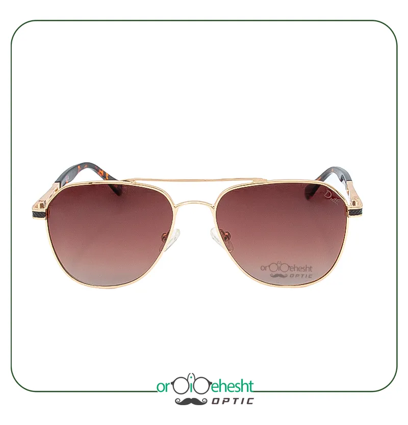 عینک آفتابی مردانه DouTi مدل S6626 C1 با فریم طلایی و لنز قهوه‌ای گرادیانت | UV400