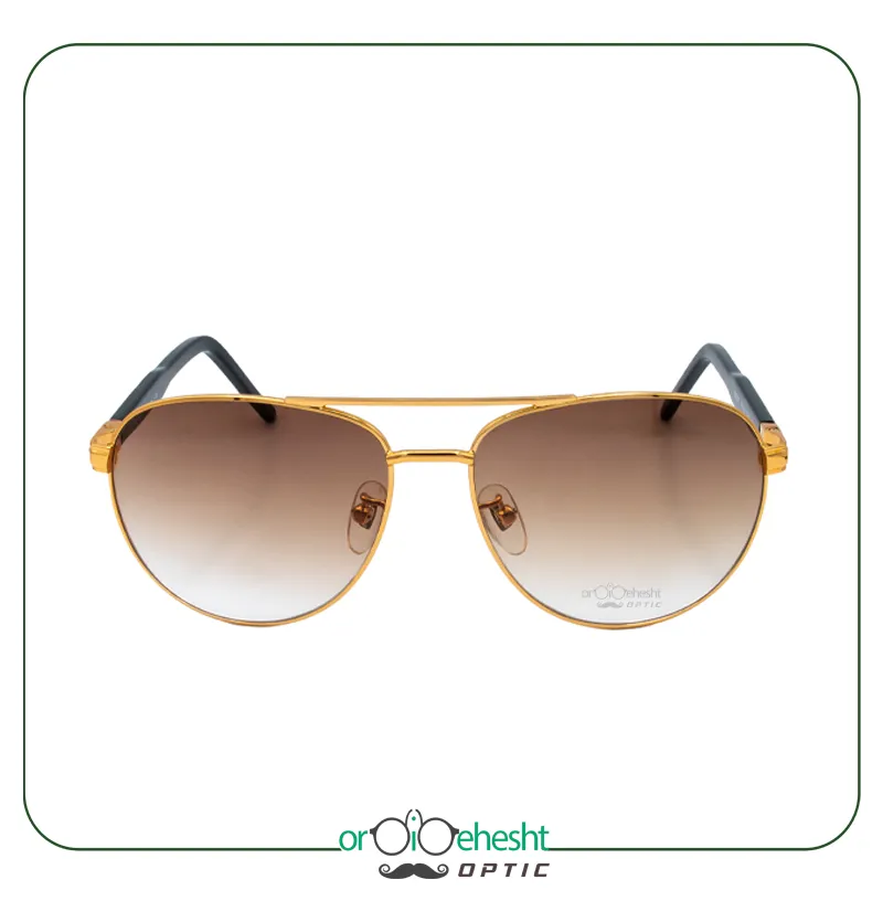 عینک آفتابی GUCCI مدل خلبانی فلزی طلایی با لنز قهوه‌ای گرادیانت UV400