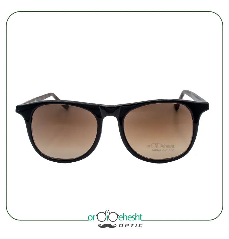 عینک آفتابی اردیبهشت فریم مشکی با لنز قهوه‌ای گرادیانت |