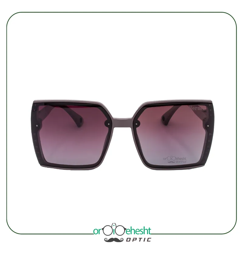 عینک آفتابی HERMÈS | فریم هندسی مشکی با لنز گرادیانت بنفش