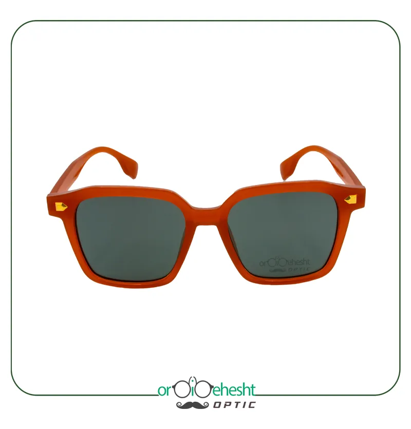 عینک آفتابی Ordibehesht | فریم عسلی مربع با لنز سبز