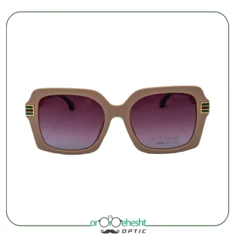 عینک آفتابی GUCCI | فریم کرم لوکس با جزئیات سبز قرمز