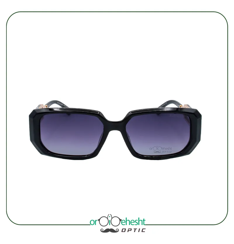 عینک آفتابی BURBERRY | فریم مشکی مستطیلی با لنز گرادیانت بنفش