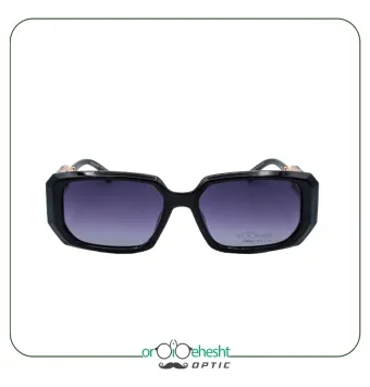 عینک آفتابی BURBERRY | فریم مشکی مستطیلی با لنز گرادیانت بنفش