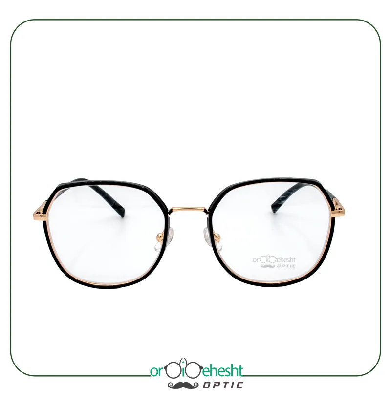 عینک طبی زنانه گرد مشکی و طلایی - خرید آنلاین
