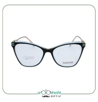 عینک زنانه Ambrosia کت‌آی | فریم مشکی با جزئیات طلایی-فیروزه‌ای