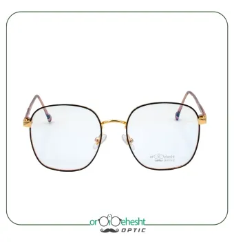 عینک طبی فلزی مربعی ORDIBEHESHT فریم ظریف با پل طلایی مدرن
