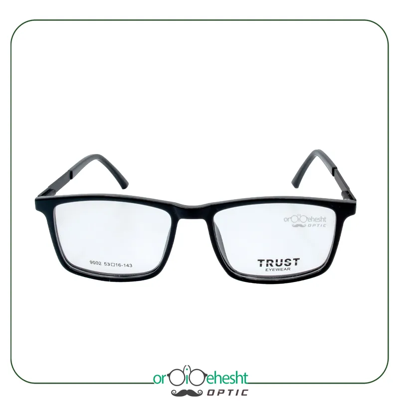 عینک طبی مردانه Trust (کائوچویی مشکی مستطیلی)