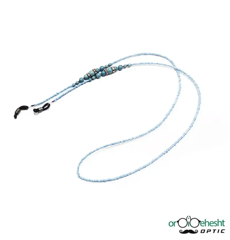 بند عینک با طراحی سنگی و مروارید رنگ آبی