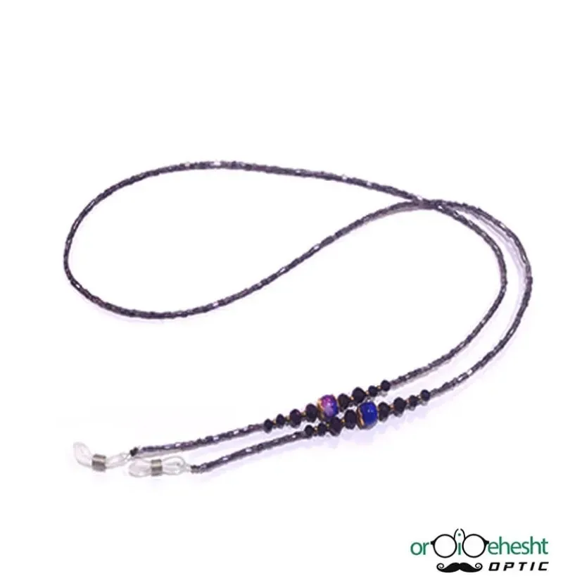 بند عینک با طراحی سنگی و مروارید رنگ بنفش