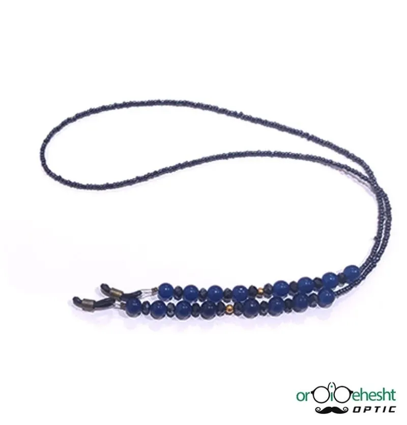 بند عینک با طراحی سنگی و مروارید رنگ سورمه ای