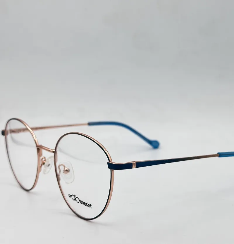 عینک طبی گرد طلایی اردیبهشت مدل XJ1005 با دسته فنر دار و دیز