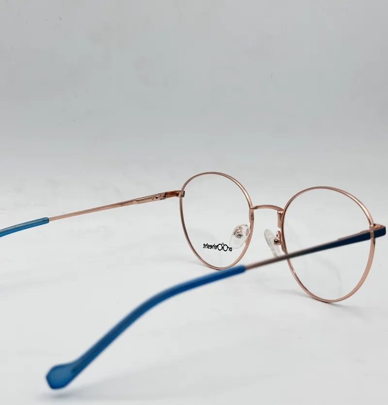 عینک طبی گرد طلایی اردیبهشت مدل XJ1005 با دسته فنر دار و دیز