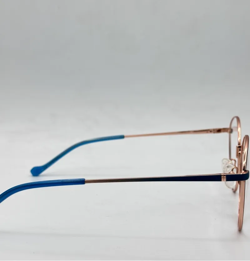 عینک طبی گرد طلایی اردیبهشت مدل XJ1005 با دسته فنر دار و دیز