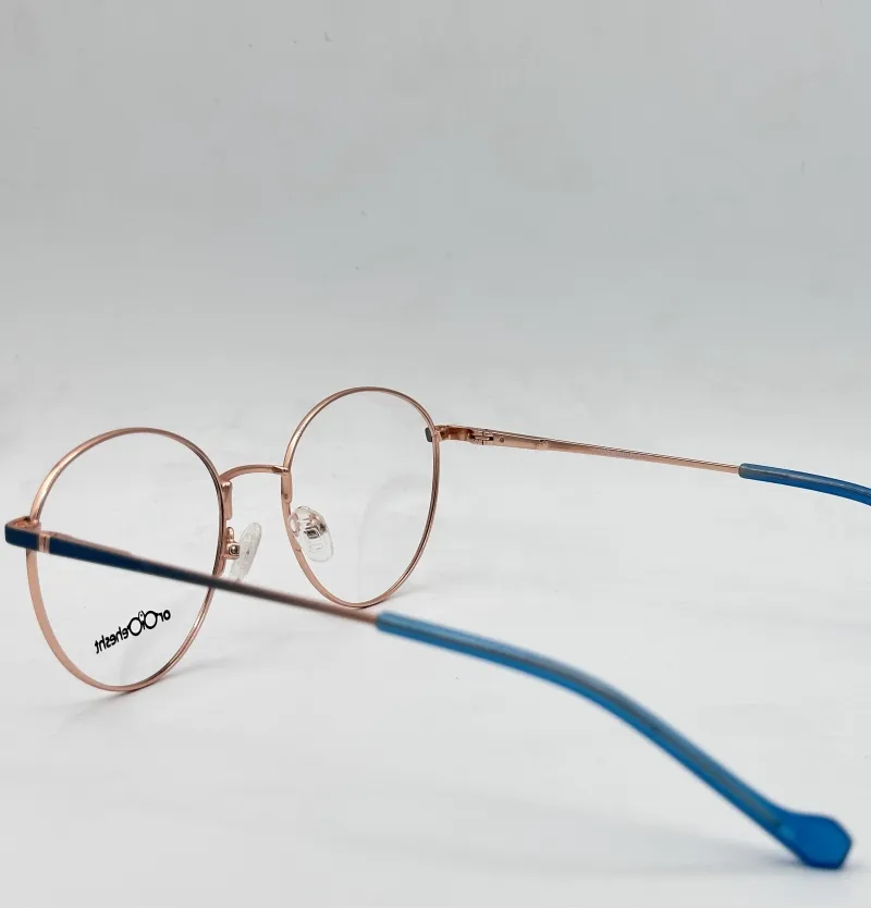 عینک طبی گرد طلایی اردیبهشت مدل XJ1005 با دسته فنر دار و دیز