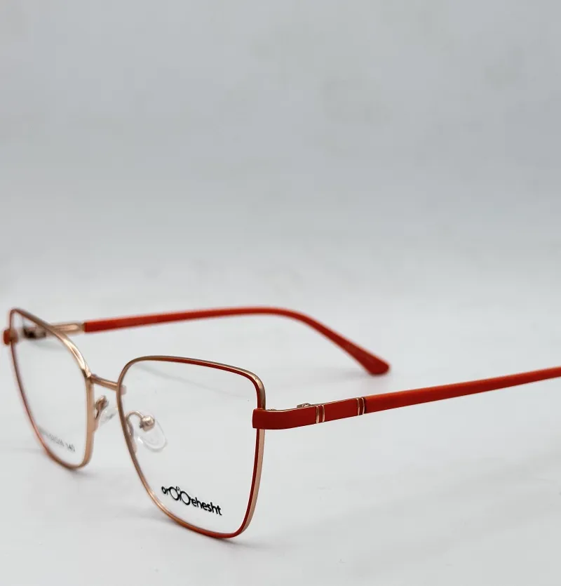 عینک طبی زنانه فلزی دسته فنر دار و دیزاین قرمز مدل W901953