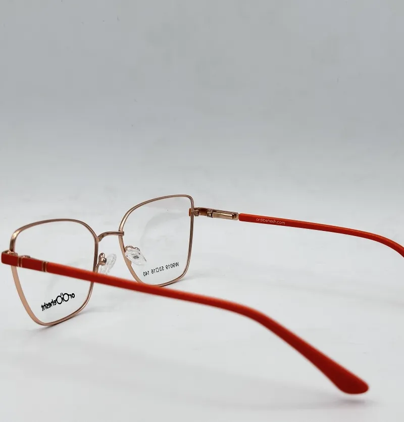 عینک طبی زنانه فلزی دسته فنر دار و دیزاین قرمز مدل W901953