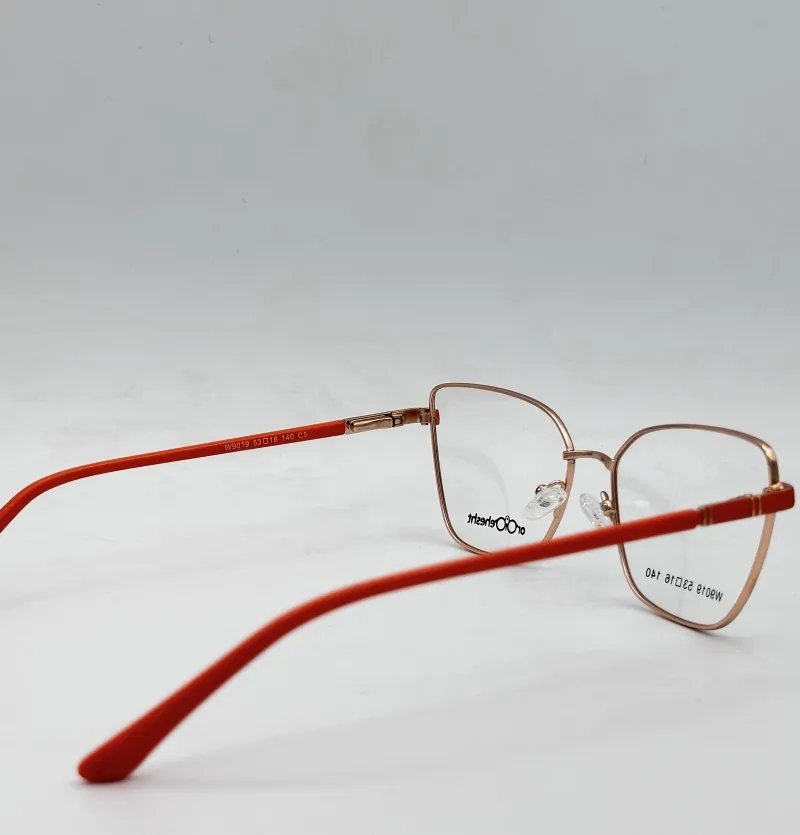 عینک طبی زنانه فلزی دسته فنر دار و دیزاین قرمز مدل W901953