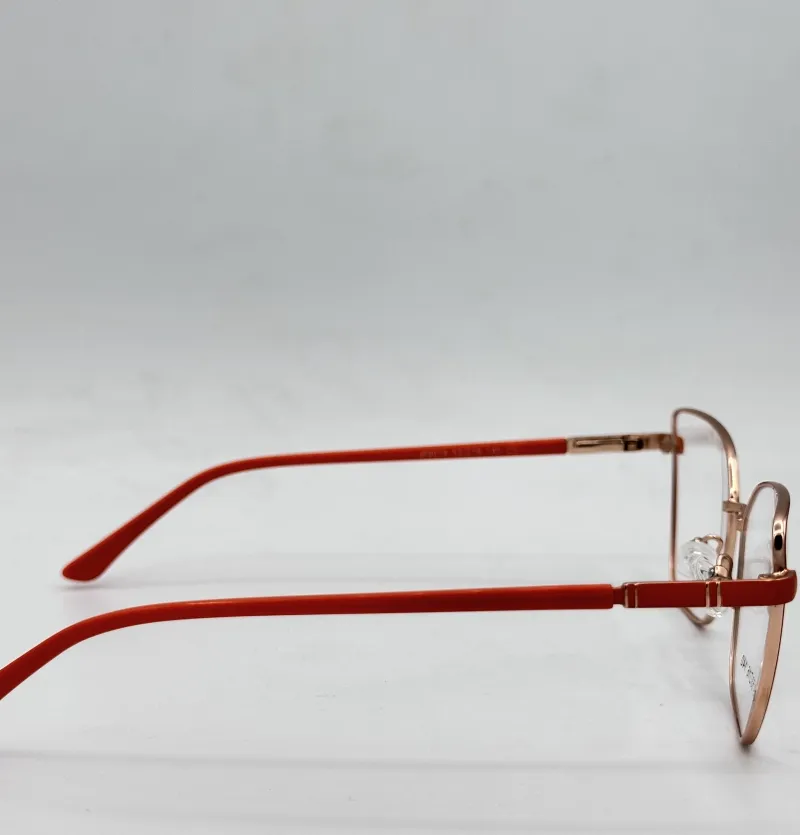 عینک طبی زنانه فلزی دسته فنر دار و دیزاین قرمز مدل W901953