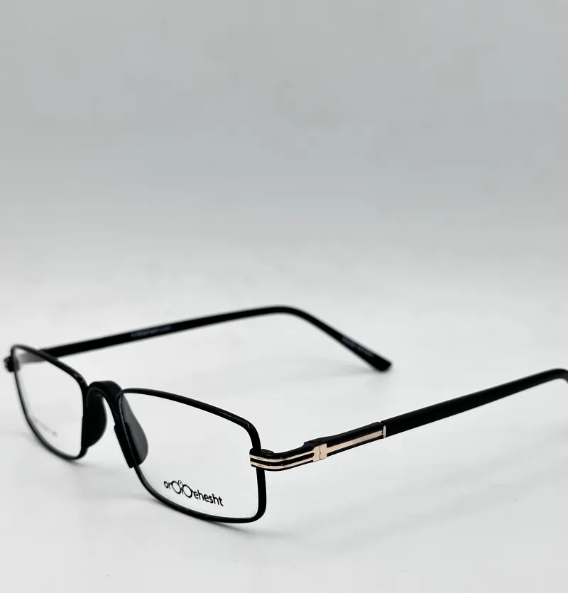 عینک طبی مردانه فلزی دسته فنر دار و دیزاین مشکی مدل 56083
